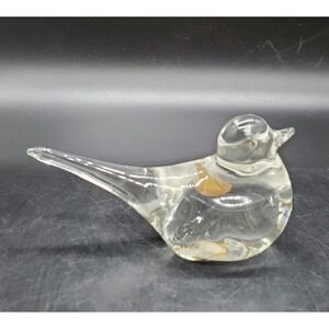 Vintage Hand Blown Pilgrim Art Glass Clear Glass Bird Dove 5" Figurine